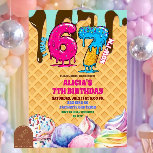 67 ice cream Birthday Party Invitation Einladung