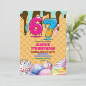 67 ice cream Birthday Party Invitation Einladung (Stehend Vorderseite)