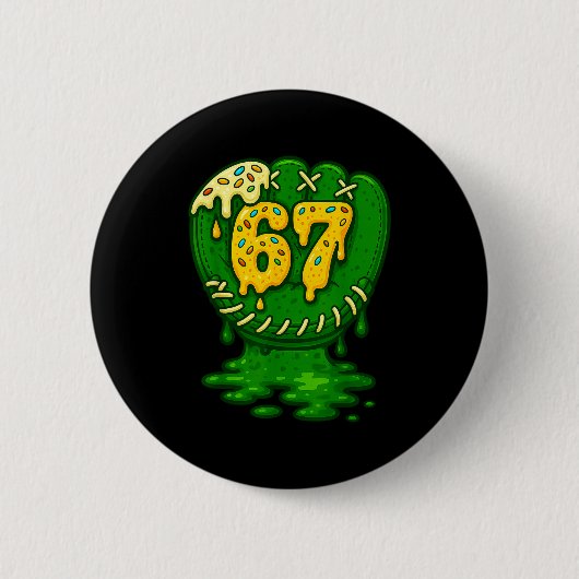 67 Ice Cream Drip Funny Six Seven Baseball Button (Vorderseite)