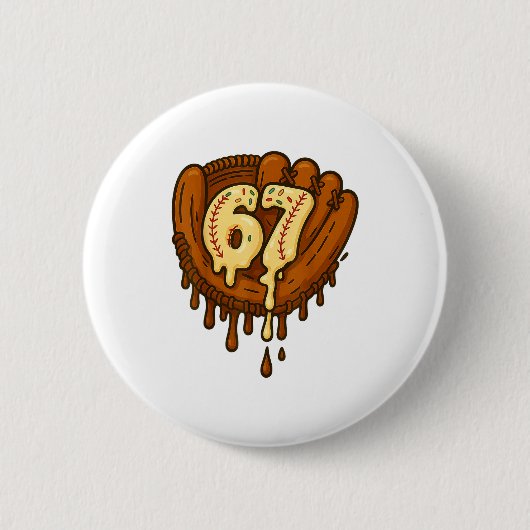 67 Ice Cream Drip Funny Six Seven Baseball Button (Vorderseite)
