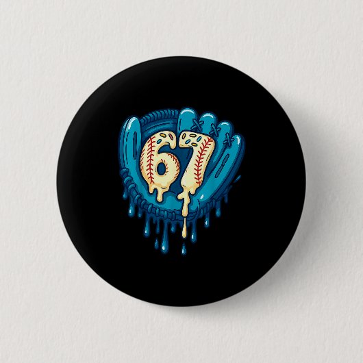 67 Ice Cream Drip Funny Six Seven Baseball Button (Vorderseite)