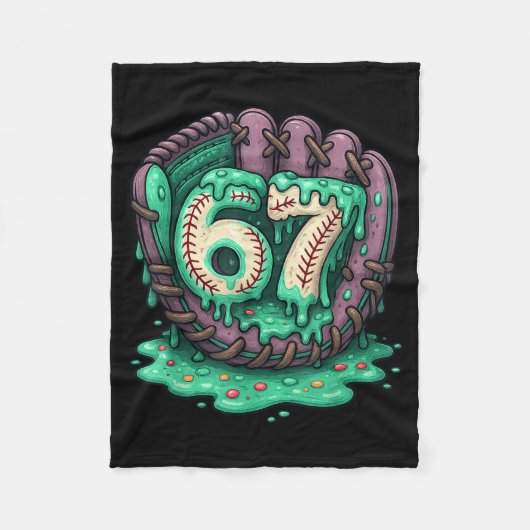 67 Ice Cream Drip Funny Six Seven Baseball Fleecedecke (Vorderseite)