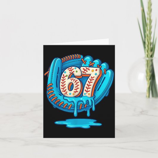 67 Ice Cream Drip Funny Six Seven Baseball  Karte (Vorderseite)
