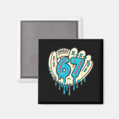 67 Ice Cream Drip Funny Six Seven Baseball  Magnet (Vorderseite/Rückseite)