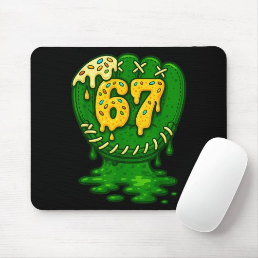 67 Ice Cream Drip Funny Six Seven Baseball Mousepad (Mit Mouse)