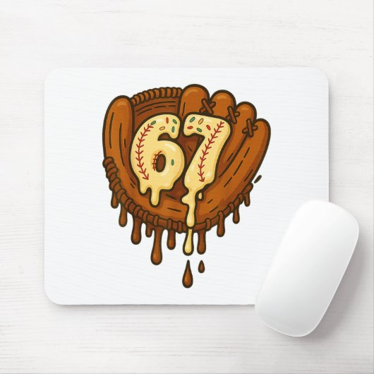 67 Ice Cream Drip Funny Six Seven Baseball  Mousepad (Mit Mouse)