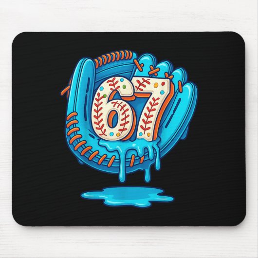 67 Ice Cream Drip Funny Six Seven Baseball Mousepad (Vorne)