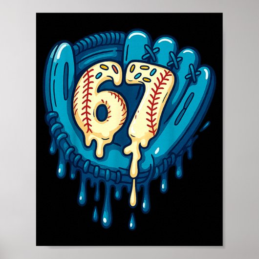 67 Ice Cream Drip Funny Six Seven Baseball Poster (Vorne)