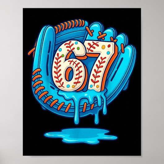 67 Ice Cream Drip Funny Six Seven Baseball  Poster (Vorne)