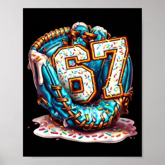 67 Ice Cream Drip Funny Six Seven Baseball  Poster (Vorne)