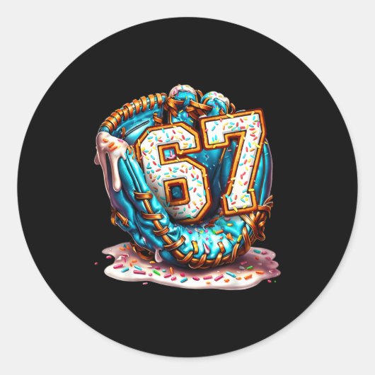 67 Ice Cream Drip Funny Six Seven Baseball  Runder Aufkleber (Vorderseite)