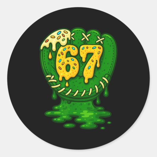 67 Ice Cream Drip Funny Six Seven Baseball  Runder Aufkleber (Vorderseite)