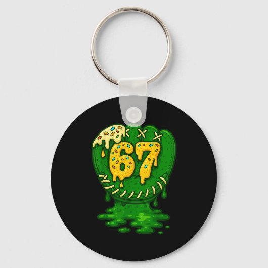 67 Ice Cream Drip Funny Six Seven Baseball Schlüsselanhänger (Vorderseite)