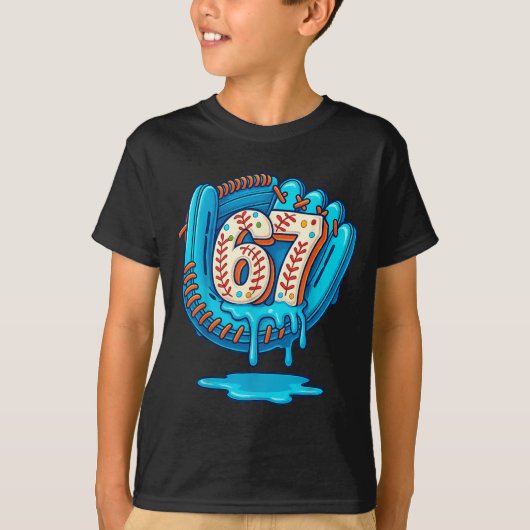 67 Ice Cream Drip Funny Six Seven Baseball  T-Shirt (Vorderseite)