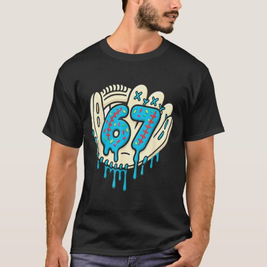 67 Ice Cream Drip Funny Six Seven Baseball T-Shirt (Vorderseite)