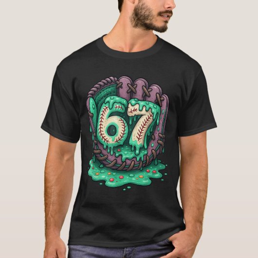 67 Ice Cream Drip Funny Six Seven Baseball T-Shirt (Vorderseite)