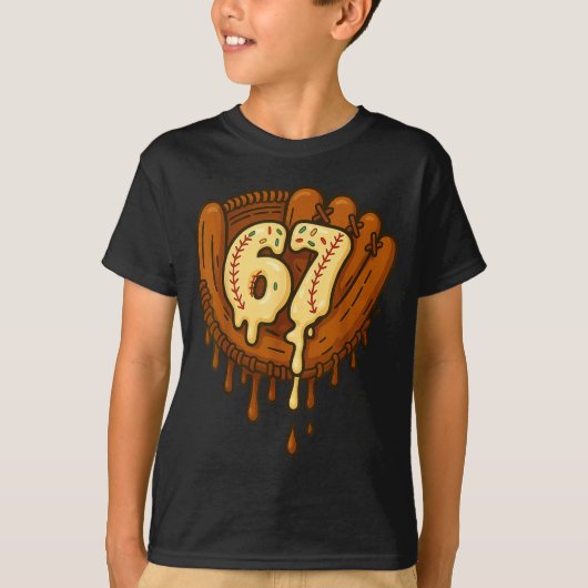 67 Ice Cream Drip Funny Six Seven Baseball T-Shirt (Vorderseite)