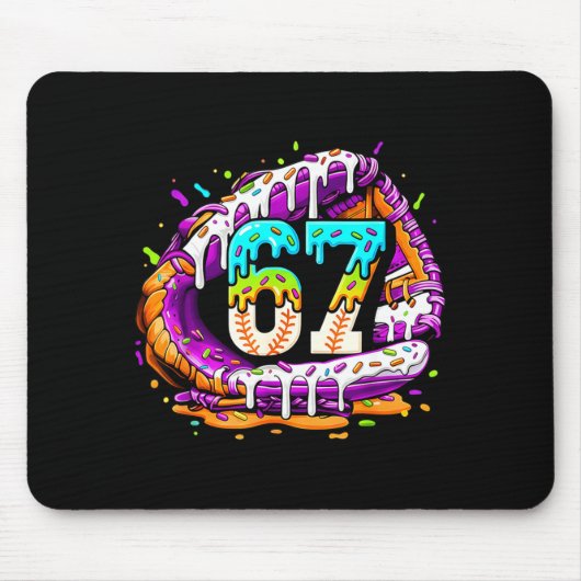 67 Ice Cream Drip Funny Six Seven Player 67th Birt Mousepad (Vorne)
