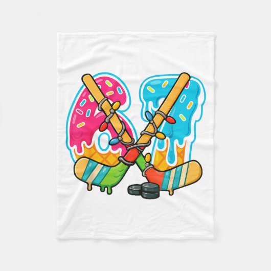 67 Ice Cream Drip Hockey Christmas Light  Fleecedecke (Vorderseite)