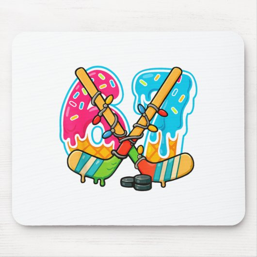 67 Ice Cream Drip Hockey Christmas Light  Mousepad (Vorne)