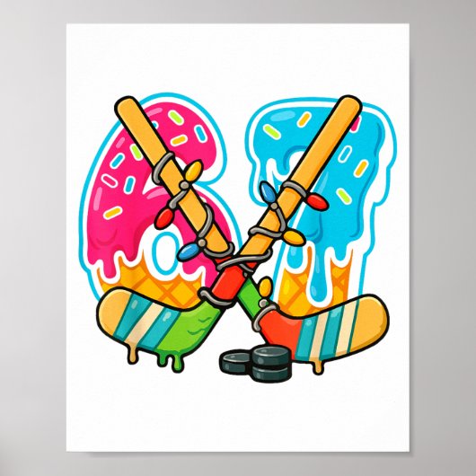 67 Ice Cream Drip Hockey Christmas Light Poster (Vorne)