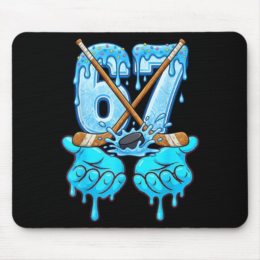 67 Ice Cream Drip Hockey Gen Alpha Slang Six Seven Mousepad (Vorne)