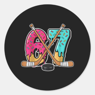 67 Ice Cream Drip Hockey Gen Alpha Slang Six Seven Runder Aufkleber