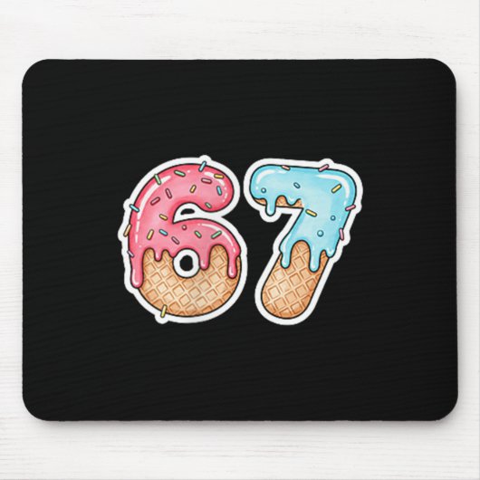 67 Ice Cream Drip Meme Funny Six Seven Gen Alpha ( Mousepad (Vorne)
