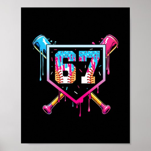 67 Ice Cream Drip Meme Funny Six Seven Gen Alpha ( Poster (Vorne)