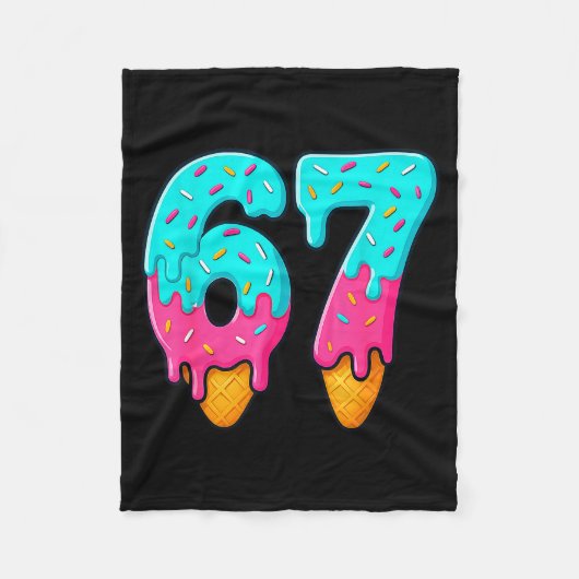 67 Ice Cream Drip Meme Funny Six Seven Gen Alpha S Fleecedecke (Vorderseite)