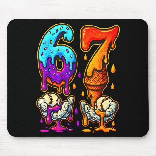 67 Ice Cream Drip Meme Funny Six Seven Gen Alpha S Mousepad (Vorne)