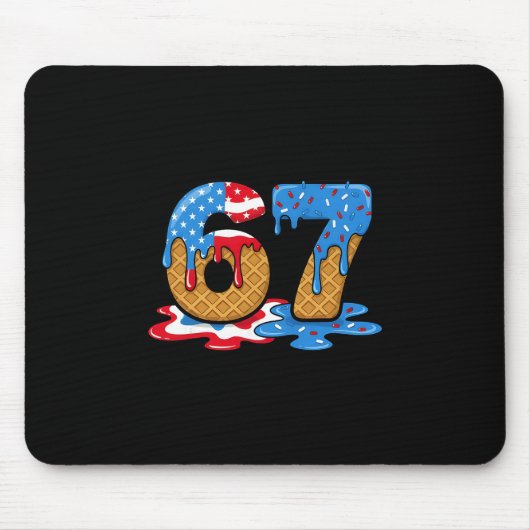 67 Ice Cream Drip Meme Funny Six Seven Gen Alpha S Mousepad (Vorne)