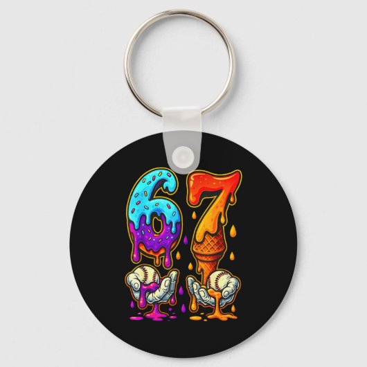 67 Ice Cream Drip Meme Funny Six Seven Gen Alpha S Schlüsselanhänger (Vorderseite)