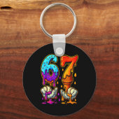 67 Ice Cream Drip Meme Funny Six Seven Gen Alpha S Schlüsselanhänger (Vorderseite)