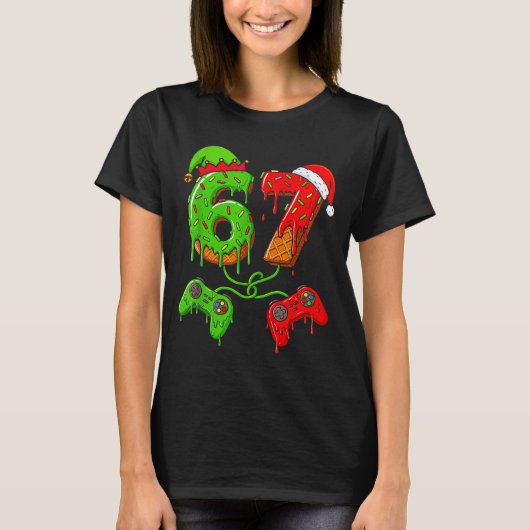 67 Ice Cream Drip Meme Gamer Six Seven Christmas B T-Shirt (Vorderseite)