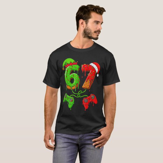 67 Ice Cream Drip Meme Gamer Six Seven Christmas B T-Shirt (Vorne ganz)