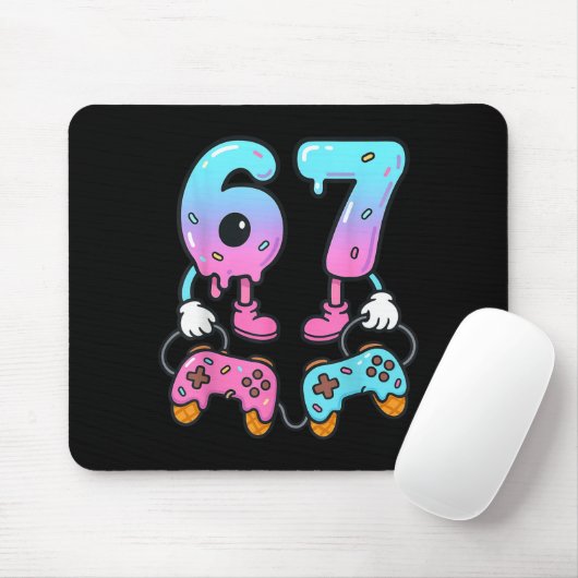 67 Ice Cream Drip Meme Gamer Six Seven Gen Alpha Mousepad (Mit Mouse)