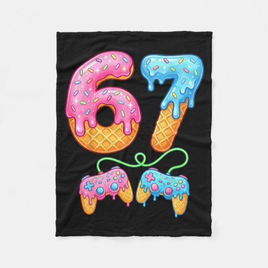 67 Ice Cream Drip Meme Gamer Six Seven Gen Alpha S Fleecedecke (Vorderseite)