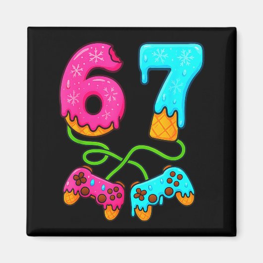 67 Ice Cream Drip Meme Gamer Six Seven Gen Alpha S Magnet (Vorne)