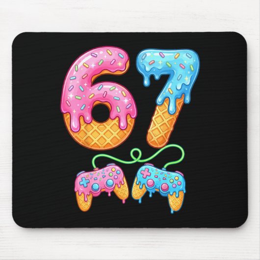 67 Ice Cream Drip Meme Gamer Six Seven Gen Alpha S Mousepad (Vorne)