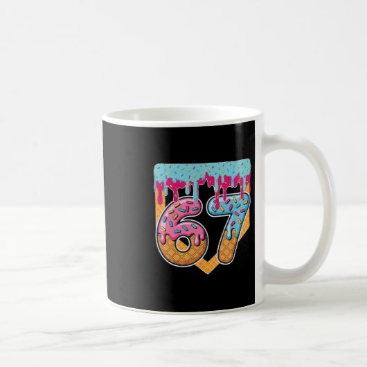 67 Ice Cream Drip Meme Six Seven Gen Alpha Slang  Kaffeetasse (Rechts)