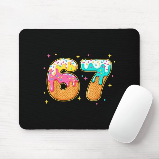 67 Ice Cream Drip Meme Six Seven Gen Alpha Slang  Mousepad (Mit Mouse)