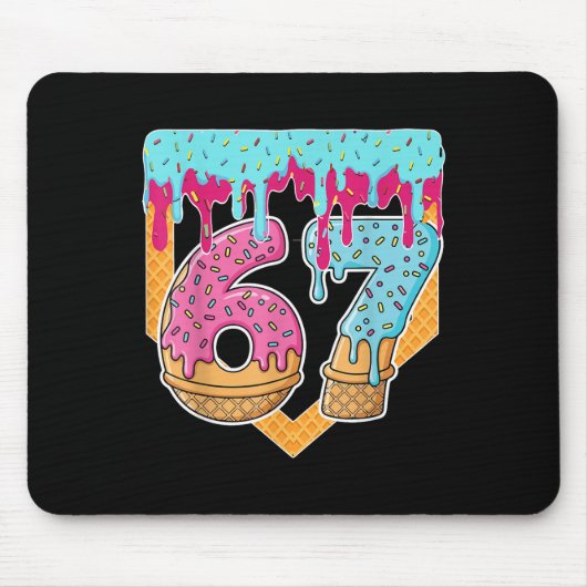 67 Ice Cream Drip Meme Six Seven Gen Alpha Slang _ Mousepad (Vorne)