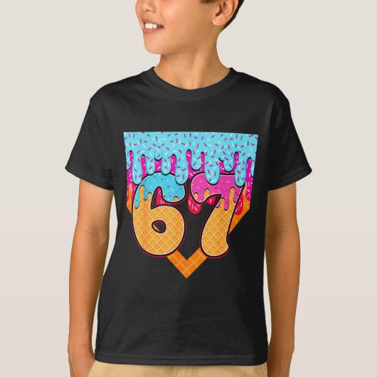 67 Ice Cream Drip Meme Six Seven Gen Alpha Slang T-Shirt (Vorderseite)