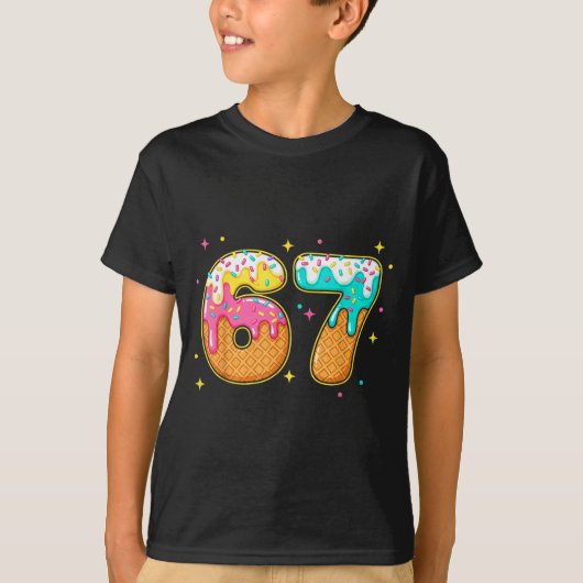 67 Ice Cream Drip Meme Six Seven Gen Alpha Slang T-Shirt (Vorderseite)