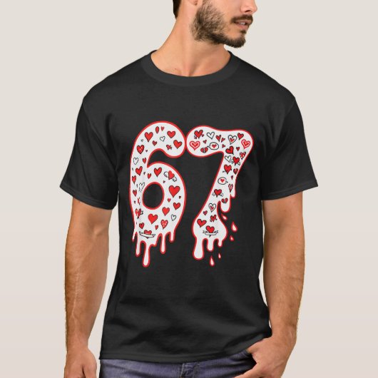 67 Ice Cream Drip Meme Six Seven Gen Alpha Valenti T-Shirt (Vorderseite)