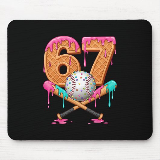 67 Ice Cream Drip Sell Number 67 Player 67th Birth Mousepad (Vorne)