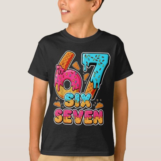 67 Ice Cream Drip Six Seven Meme Alpha Slang 6 7 N T-Shirt (Vorderseite)