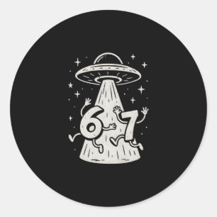 67 Internet Meme UFO Sechs Sieben Viraler Trend Ge Runder Aufkleber