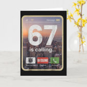 67 Is Calling Funny Gen Z Slang Meme Phone Screen  Karte (Gelbe Blume)
